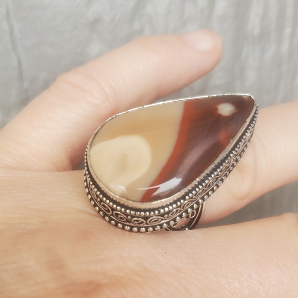 New Mookaite Jasper 925 Silver Statement Ring. - Picture 8 of 16